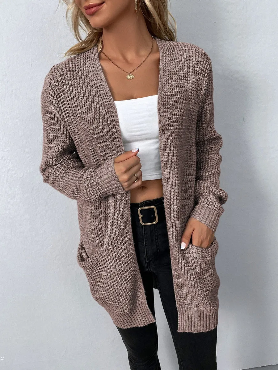 Elegant Women's Long V-Neck Cardigan - Uliana