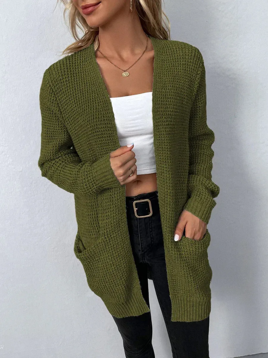 Elegant Women's Long V-Neck Cardigan - Uliana