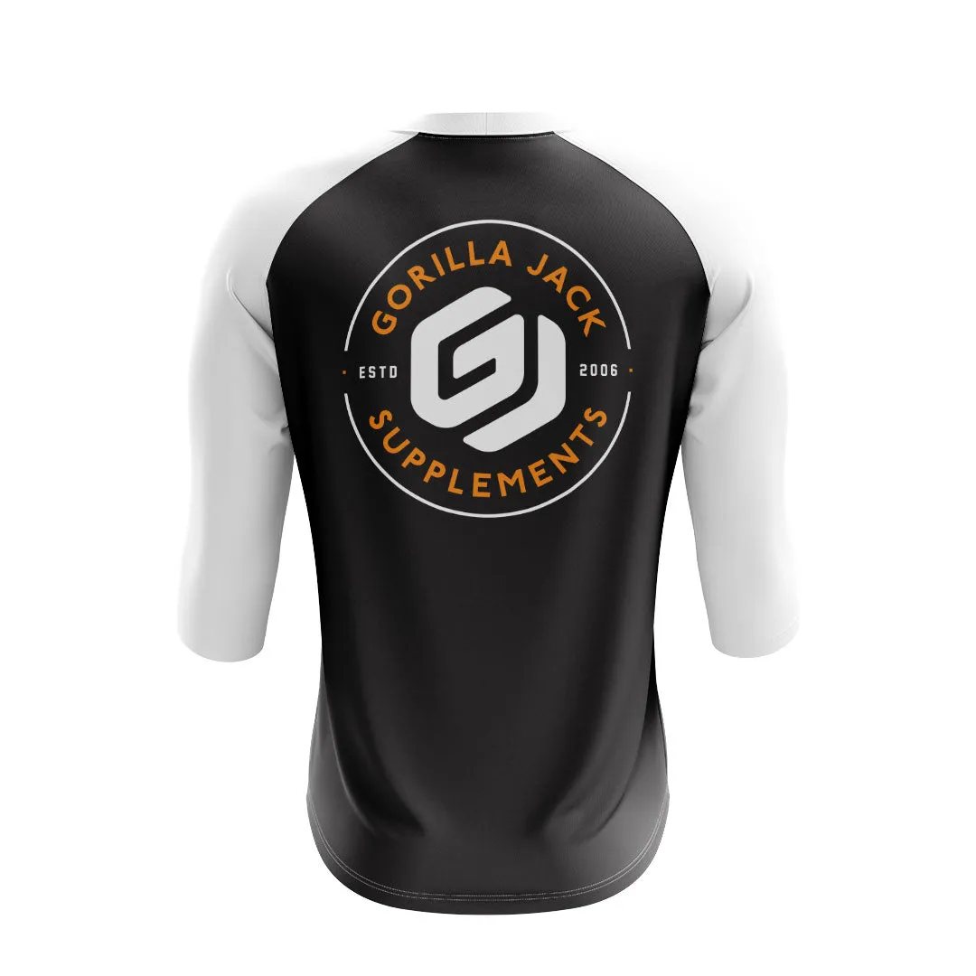 Emblem 3/4 Sleeve Baseball Tee - White/Black (Unisex)