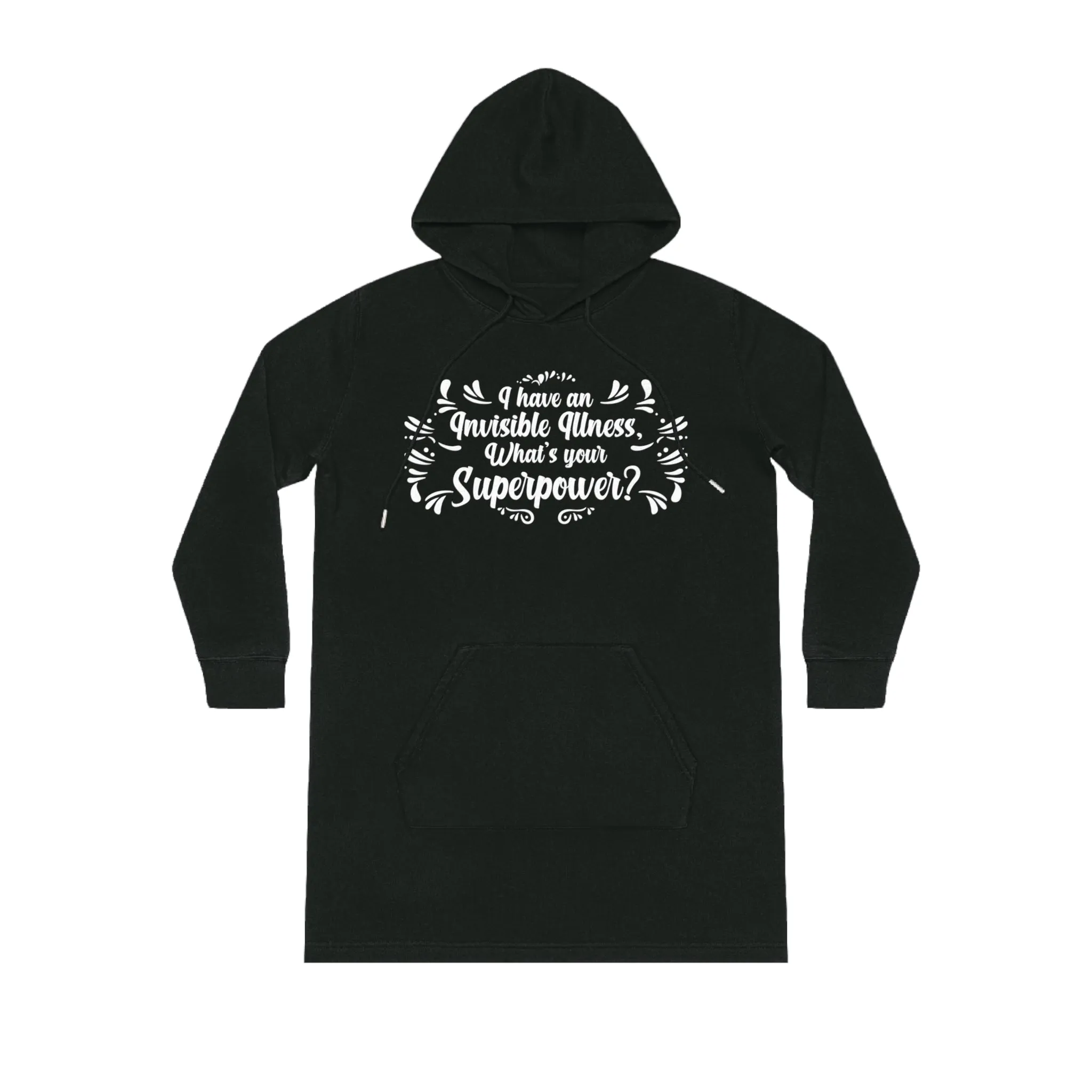 Embracing My Haunted Health Vibes, Women's Streeter Organic Hoodie Dress (Dark), Printed