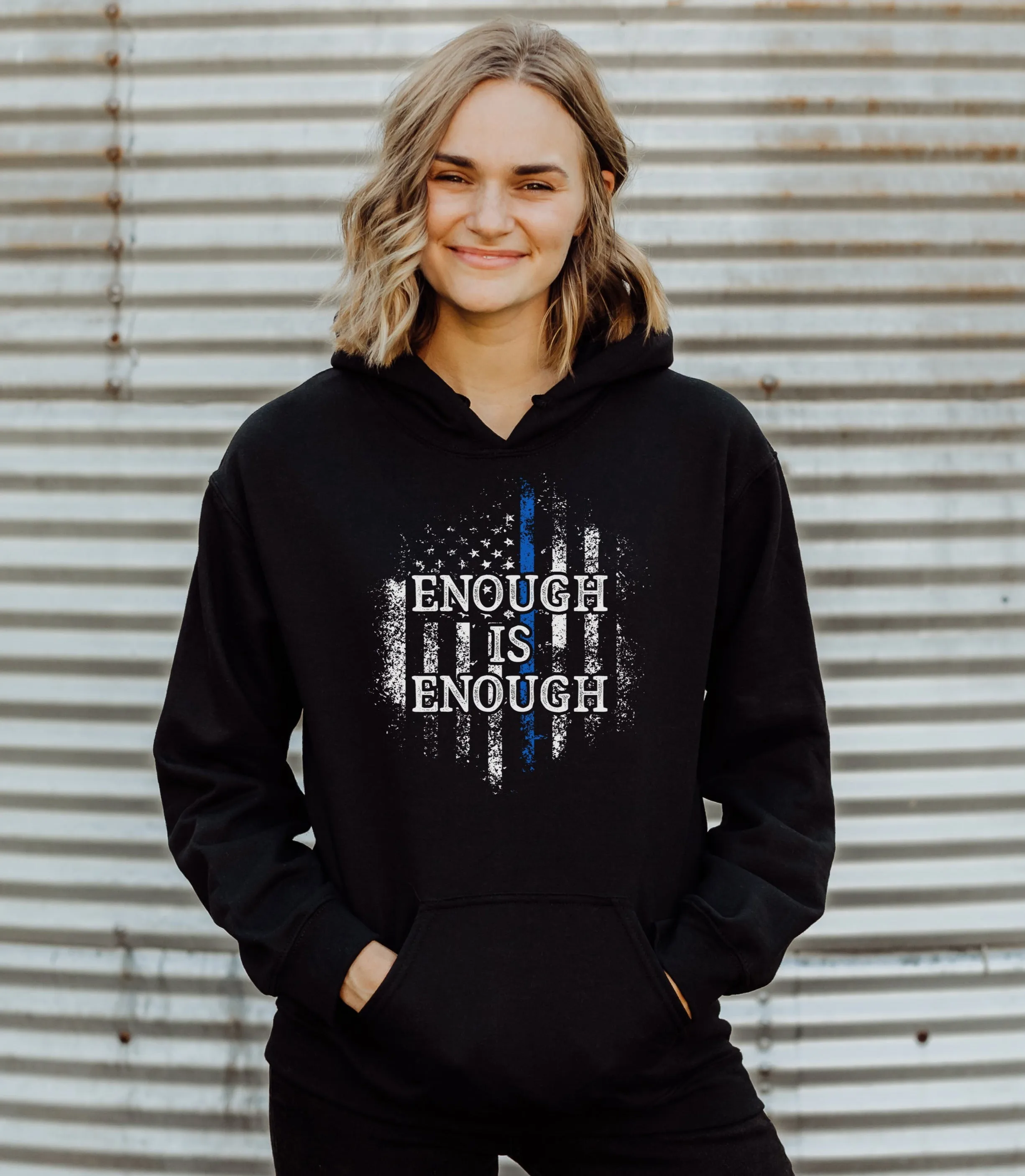 Enough Is Enough Distressed Flag © Unisex Crewneck Hoodie