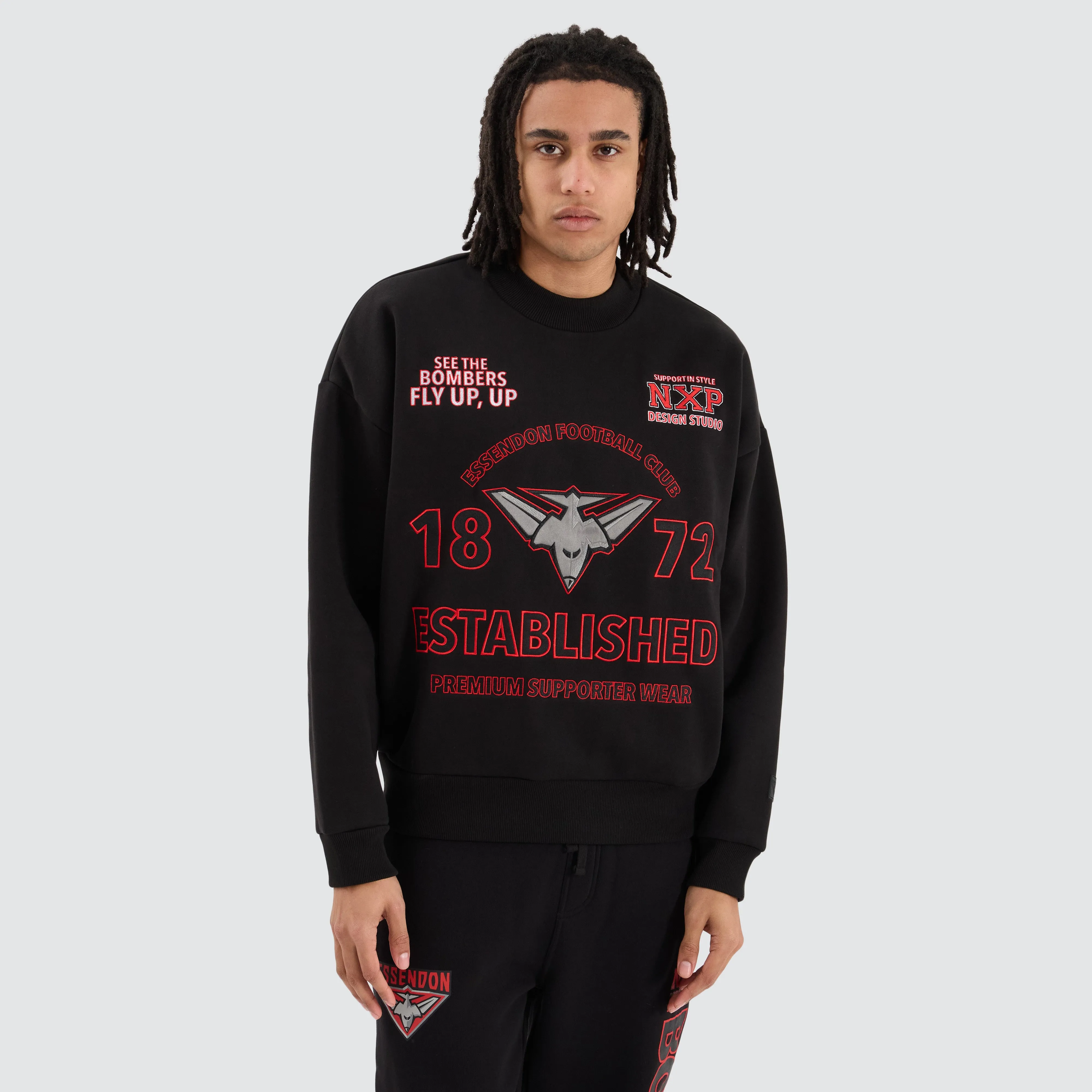 Essendon Bombers AFL Box Fit Sweater Jet Black