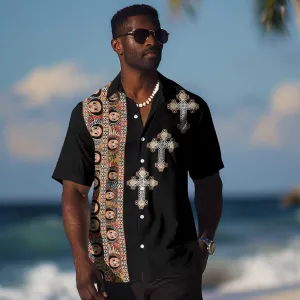 Ethiopia Angels Tilet With Cross Hawaiian Shirt Black Color LT15