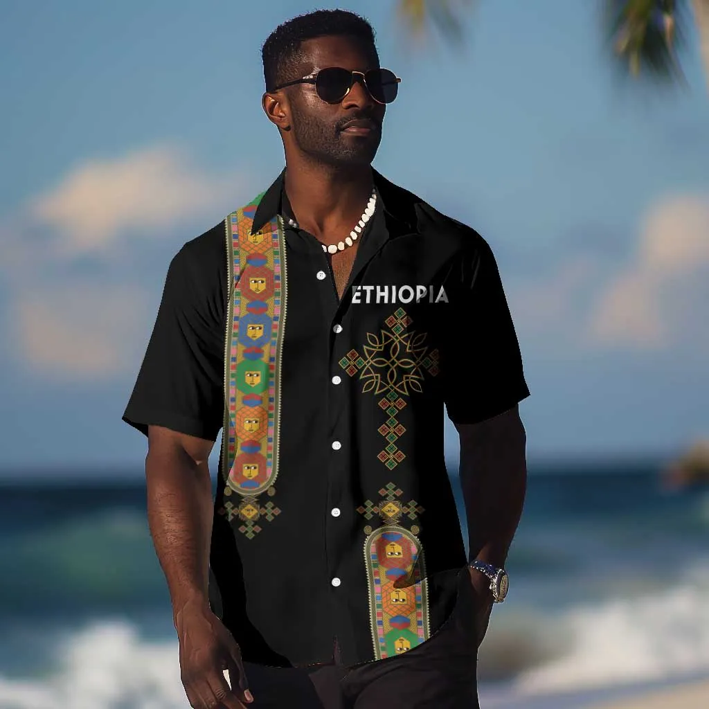 Ethiopia Saba Kemis Hawaiian Shirt Lion Of Judah Black Color LT15
