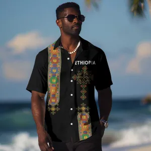 Ethiopia Saba Kemis Hawaiian Shirt Lion Of Judah Black Color LT15