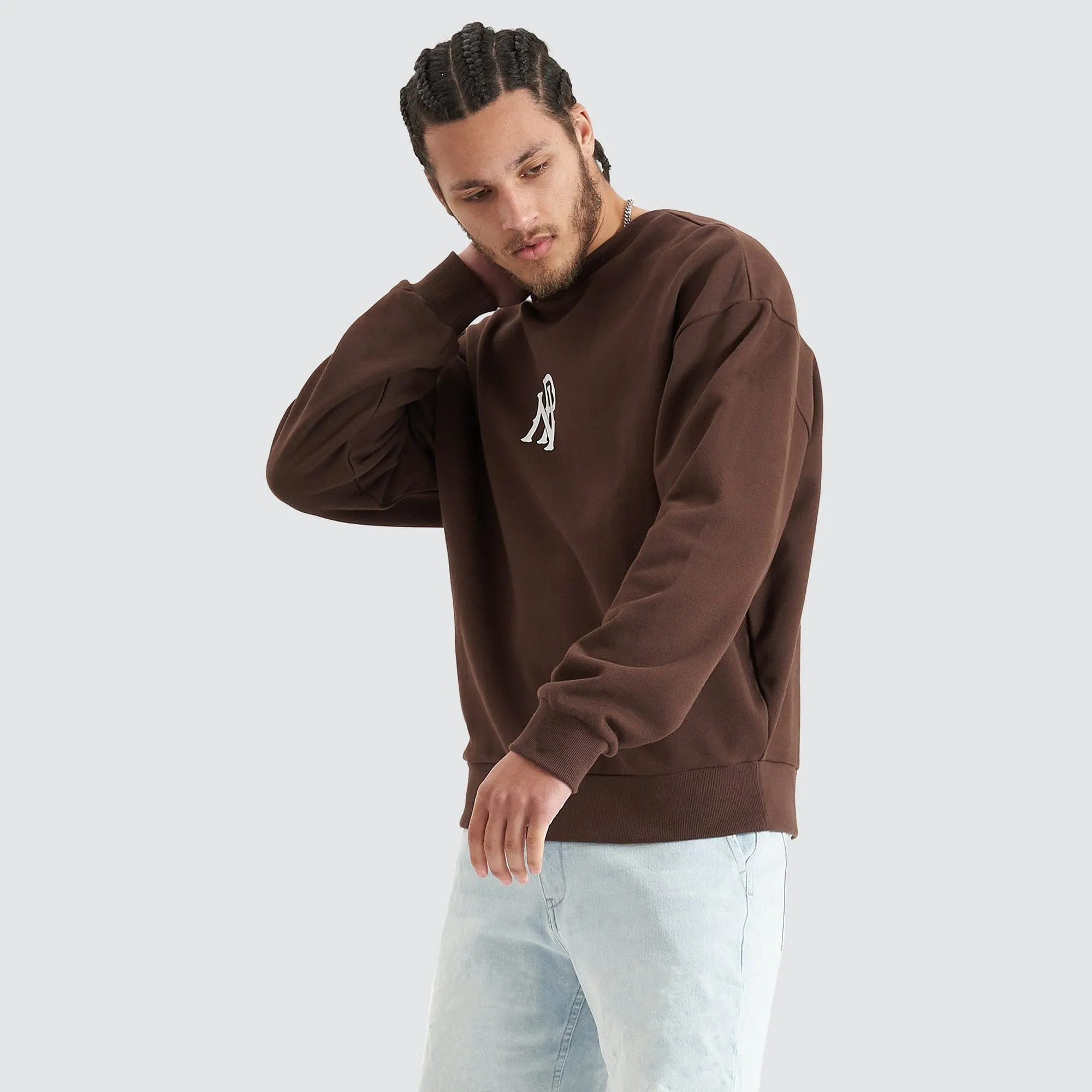 Exposed Heavy Box Fit Sweater Shaved Chocolate