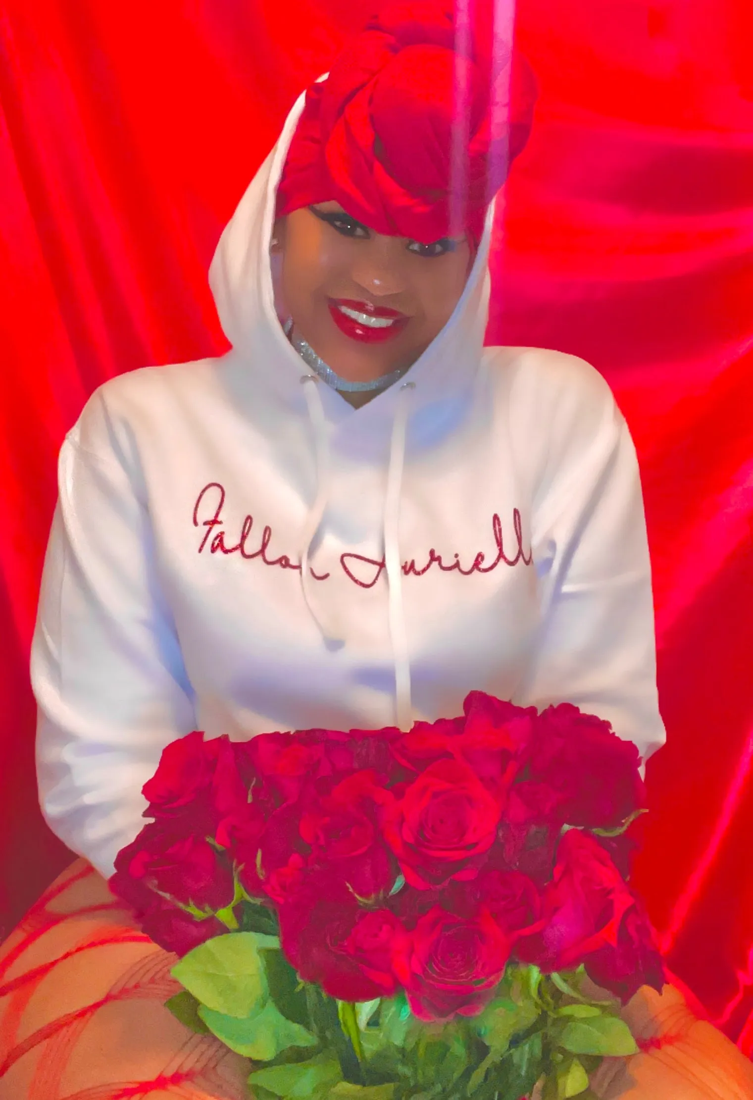 Fallon Aurielle Unisex Signature Capricorn Zodiac Hoodie (White & Red)