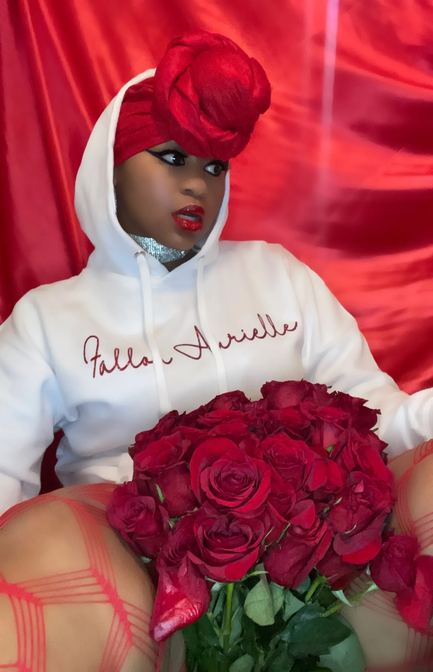 Fallon Aurielle Unisex Signature Capricorn Zodiac Hoodie (White & Red)