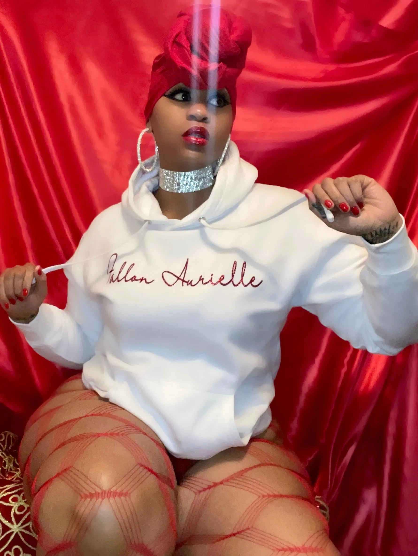 Fallon Aurielle Unisex Signature Capricorn Zodiac Hoodie (White & Red)