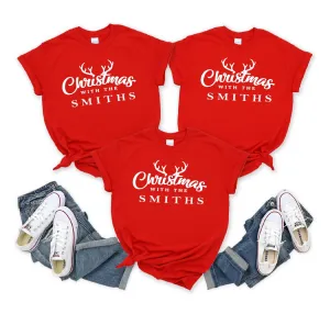 Family Surname Christmas Red T-shirts