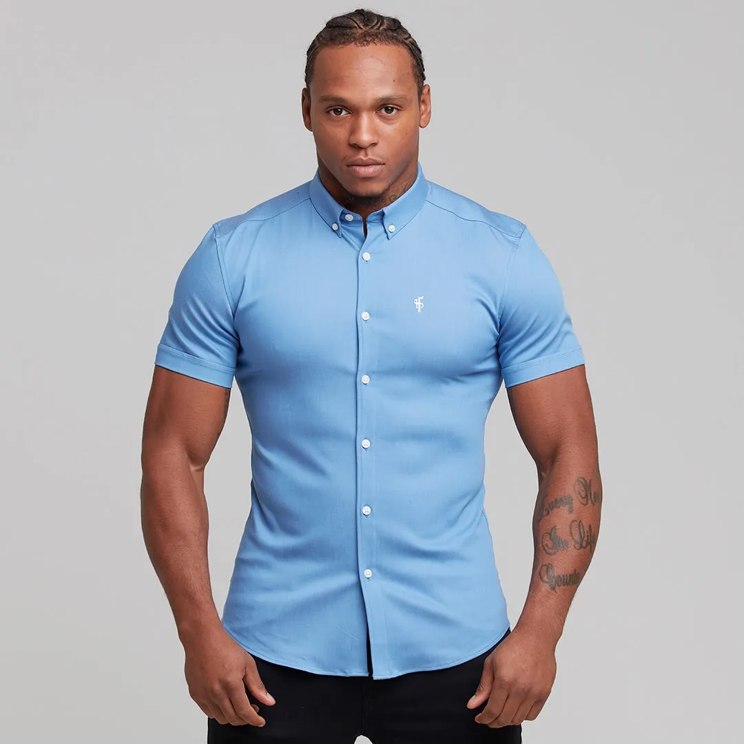 Father Sons Super Slim Stretch Light Blue Denim Short Sleeve - FS200