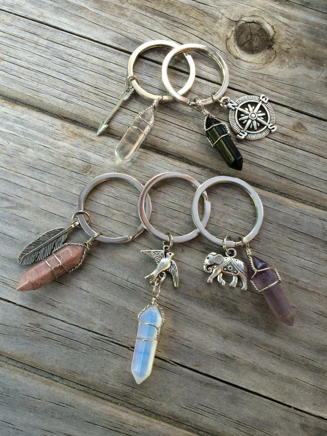 Feather Crystal Keychain