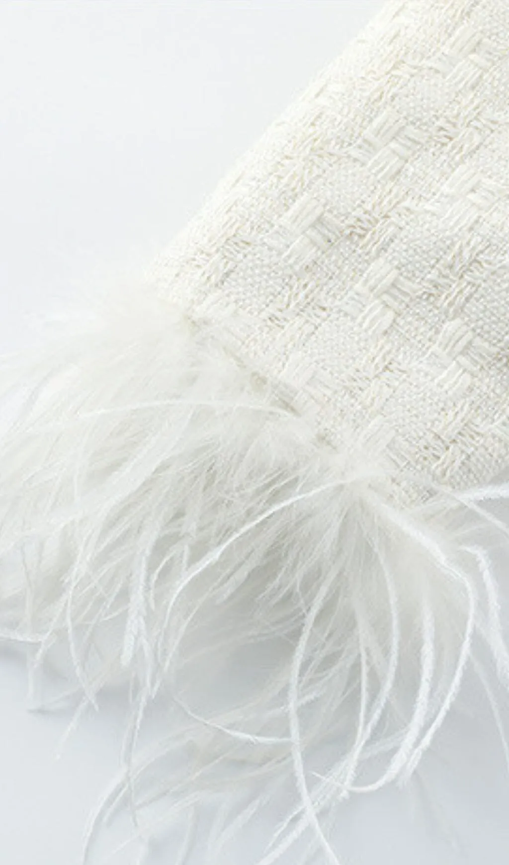 FEATHER SHORT SKIRT SUIT IN WHITE