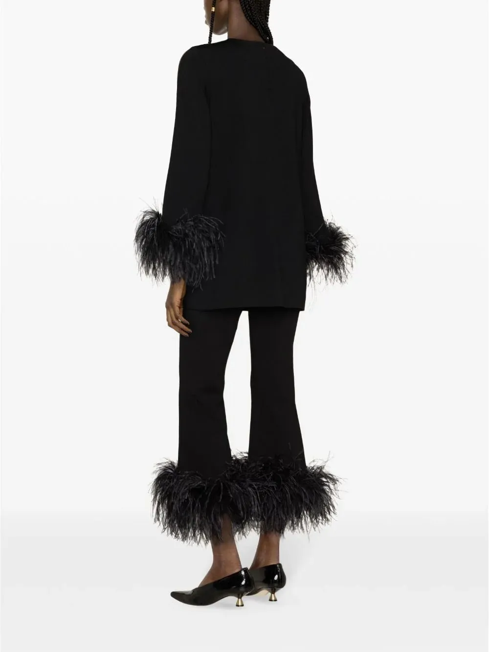 Feather-Trim Stretched Viscose Trousers