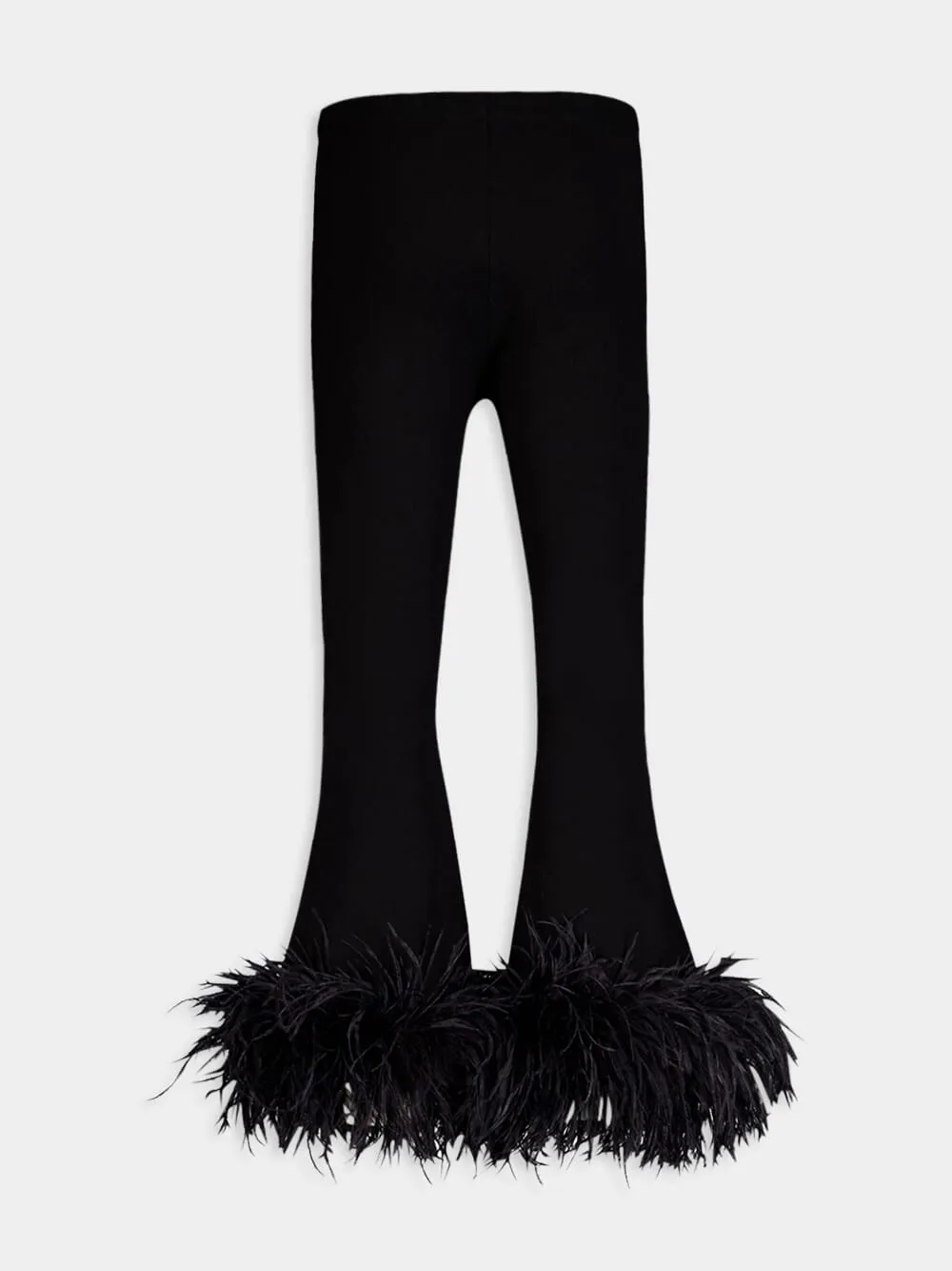 Feather-Trim Stretched Viscose Trousers