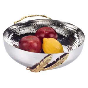 Feathers Stainless Steel Brass Round 6.5 Bowl