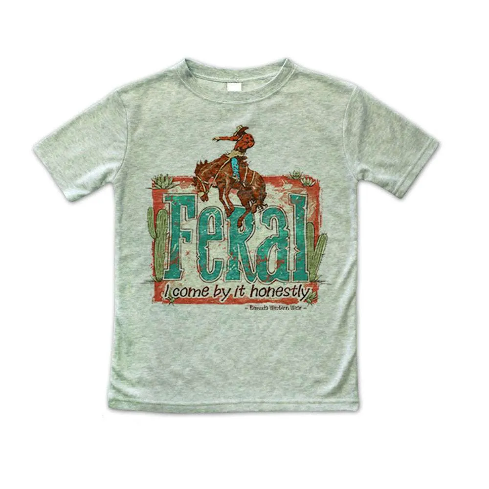 Feral, I Come By It Honestly - Boys Toddler Western Tee