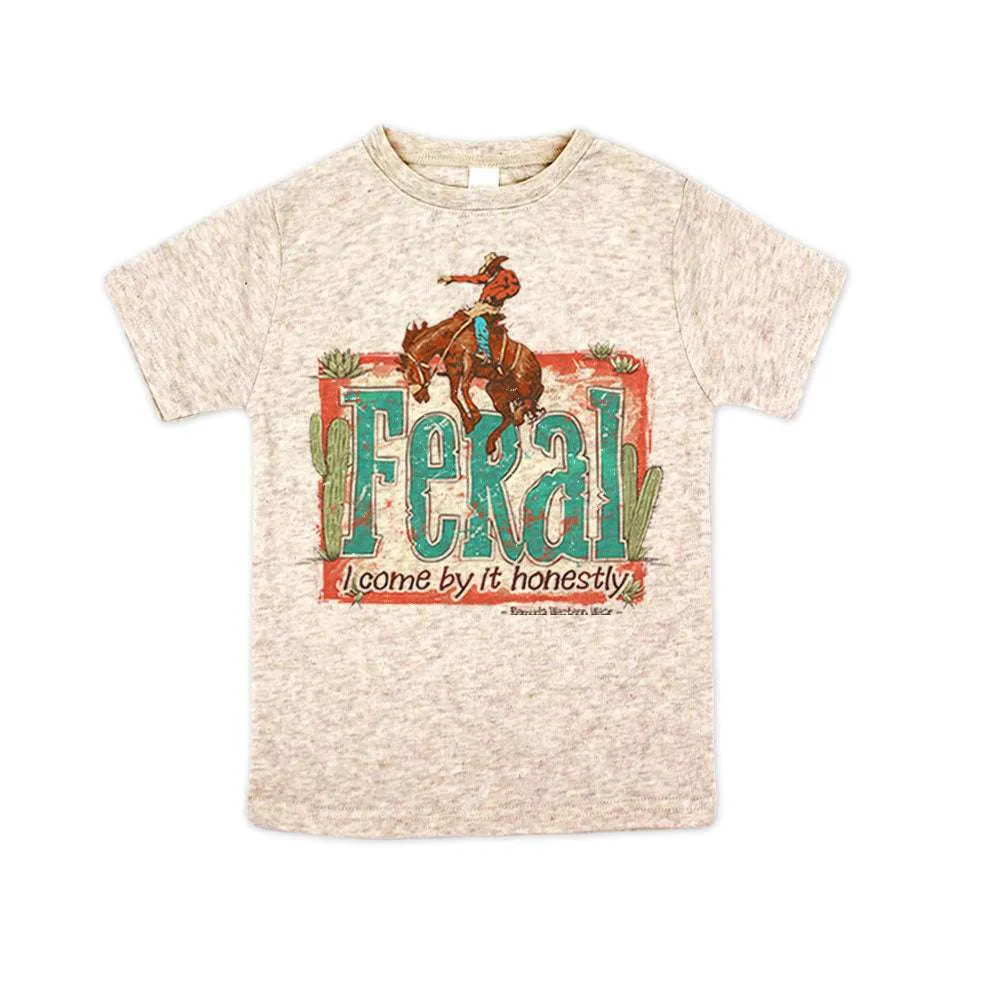 Feral, I Come By It Honestly - Boys Toddler Western Tee