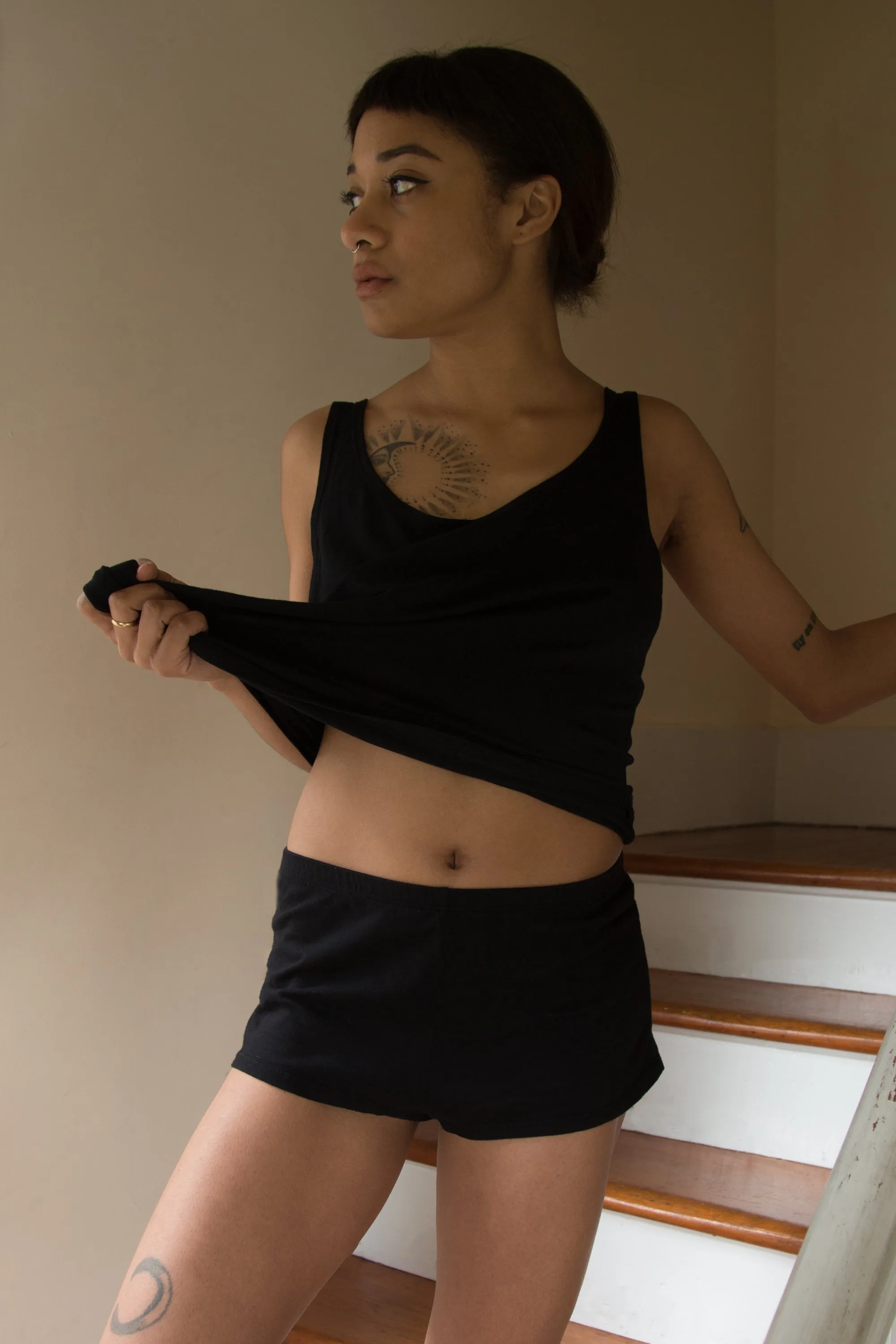 fitted boxer in black