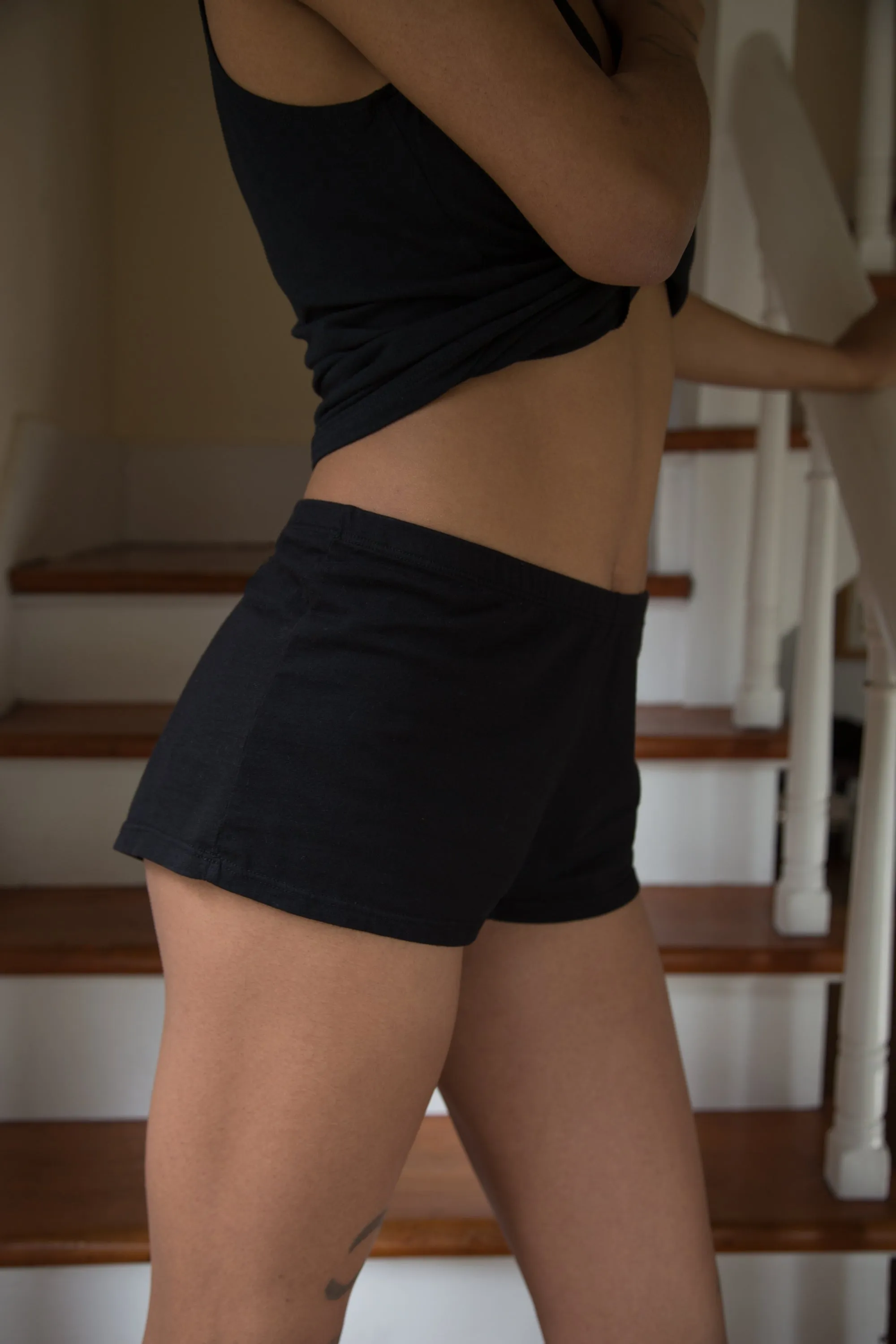 fitted boxer in black