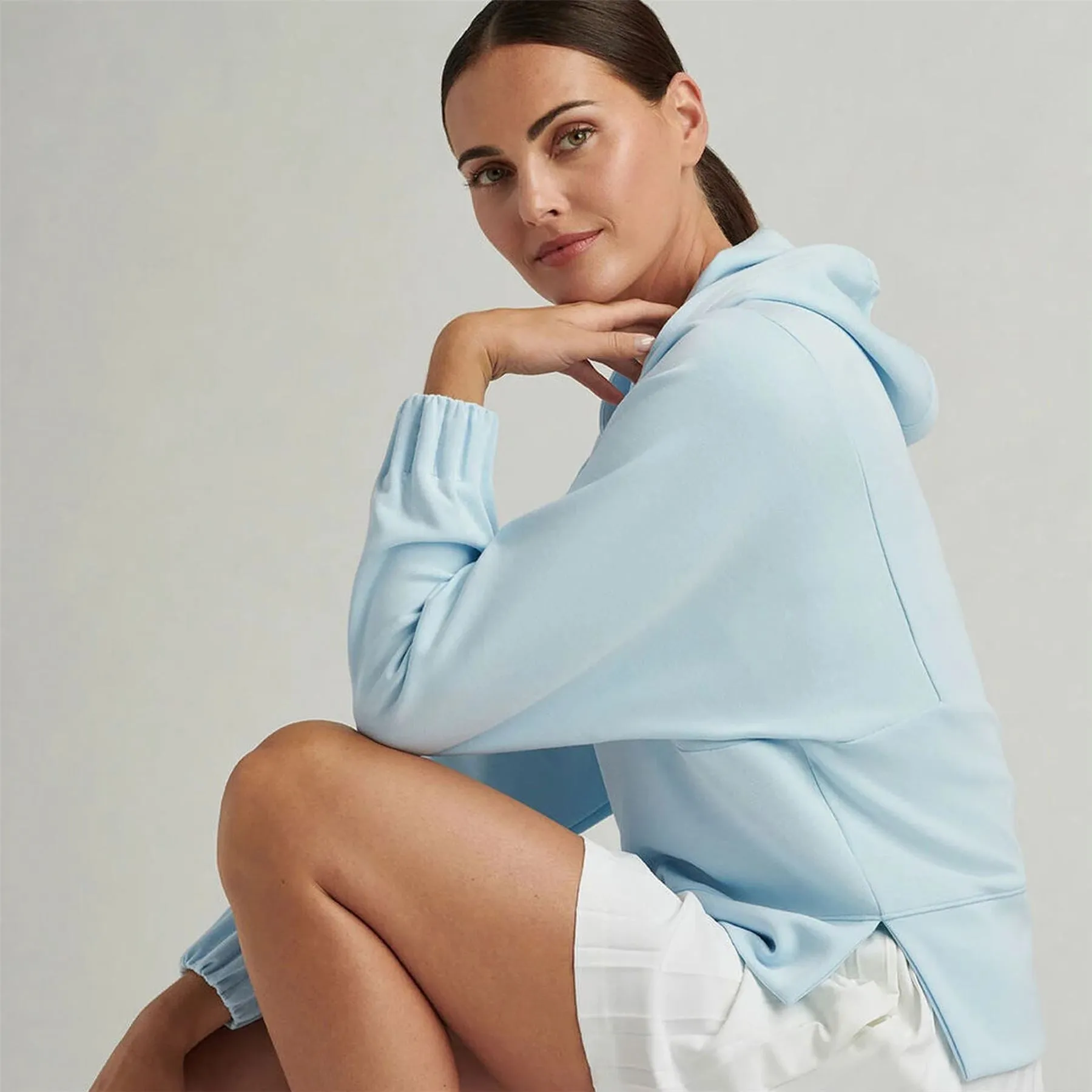 Flora Knit Melange Hoodie Skylight