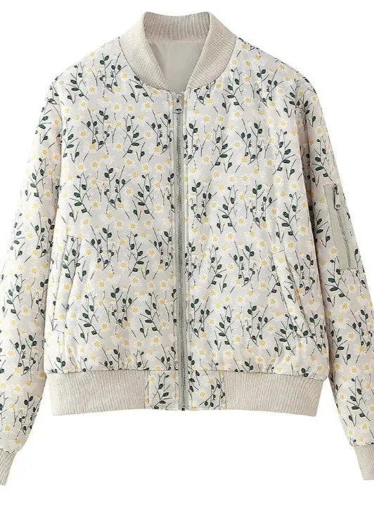 Floral EmbroideRed Quilted Bomber Jacket
