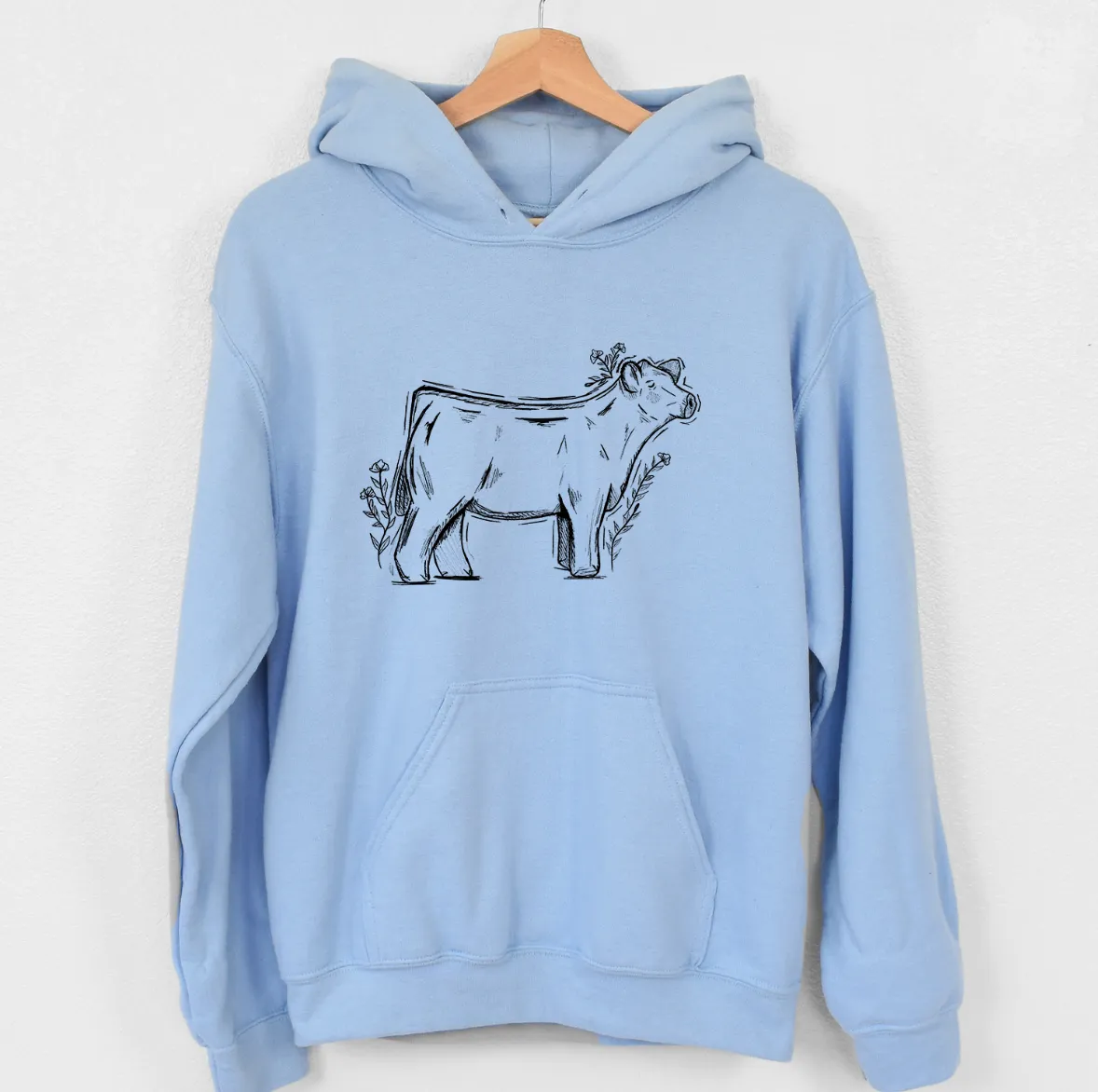 Floral Sketch Cow Hoodie (S-3XL) Unisex - Multiple Colors!