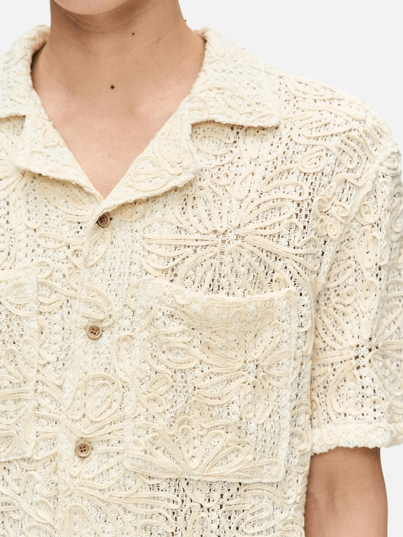 Flower Jacquard Shirts - Ecru