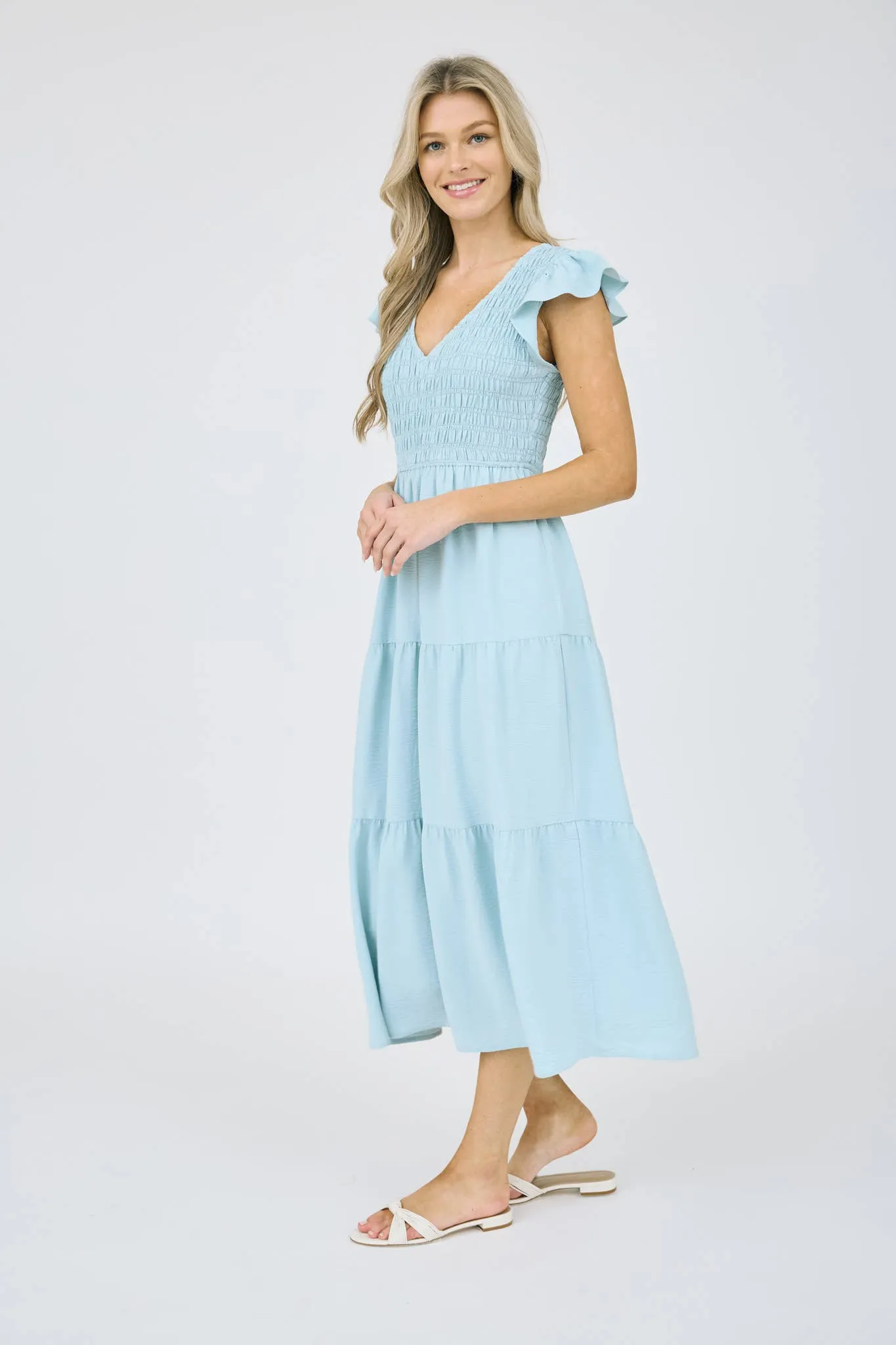 FLUTTER SLEEVE MAXI DRESS