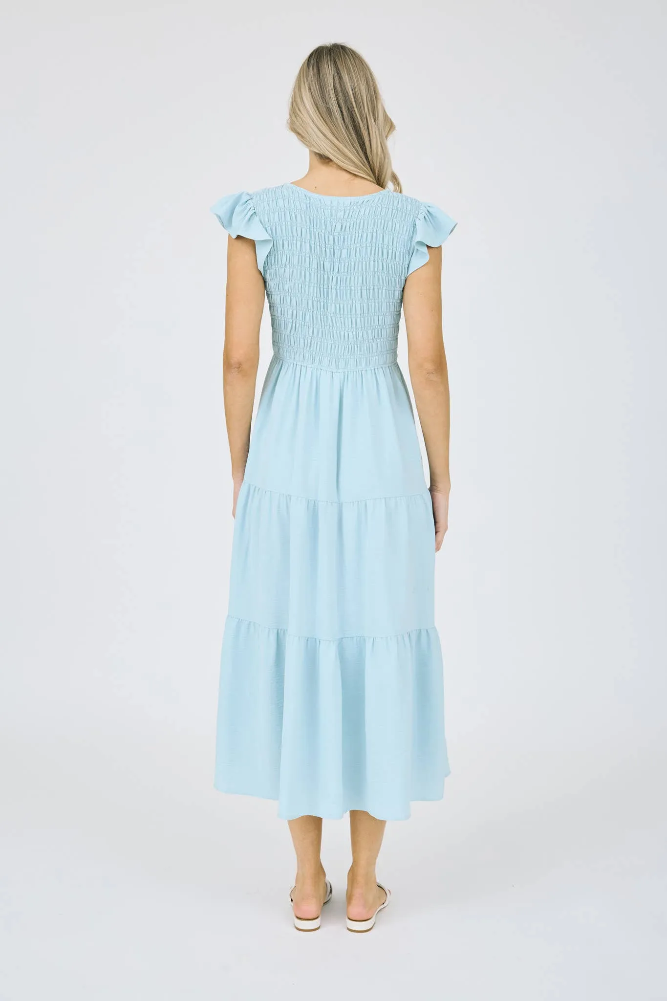 FLUTTER SLEEVE MAXI DRESS
