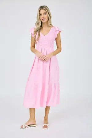FLUTTER SLEEVE MAXI DRESS