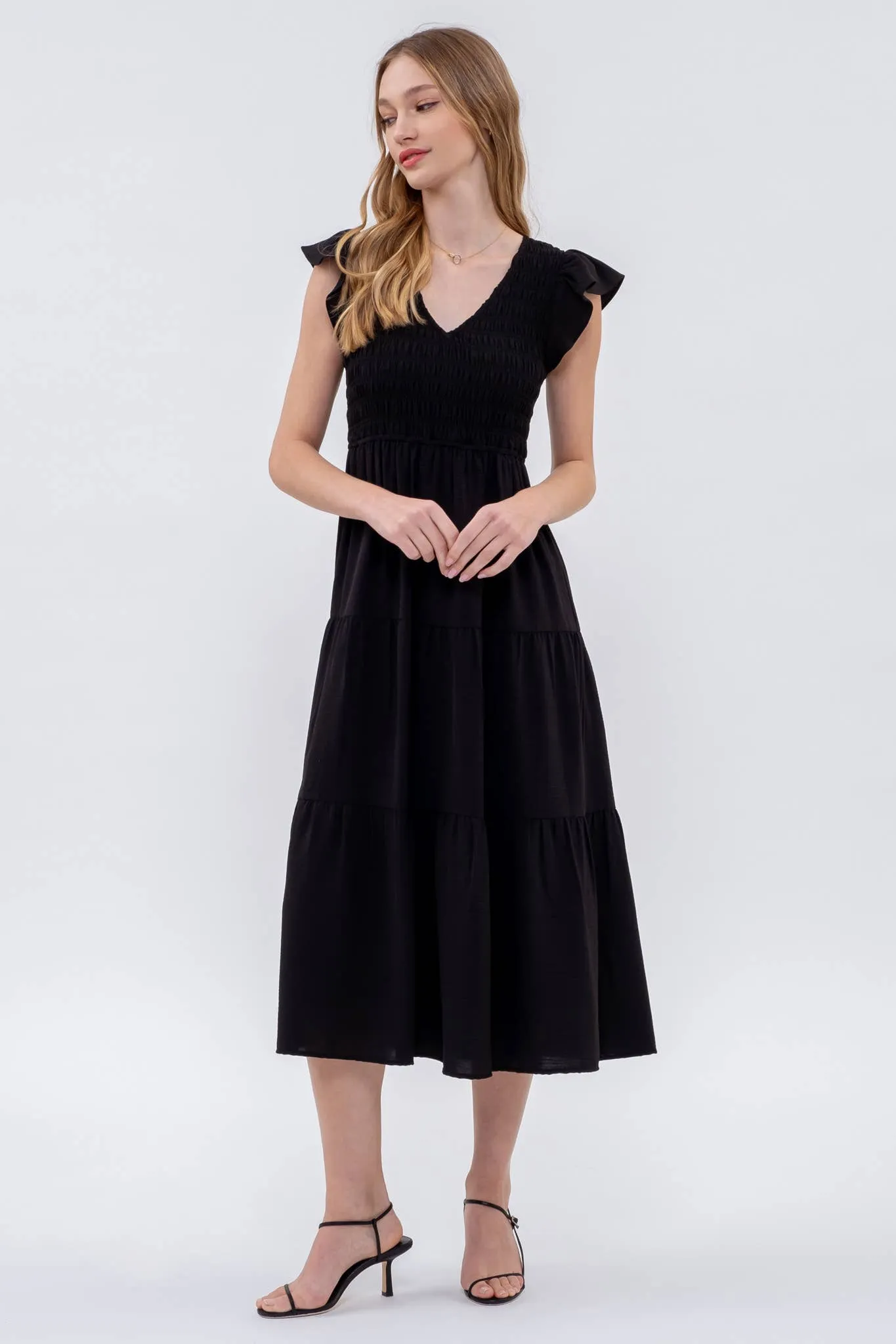FLUTTER SLEEVE MAXI DRESS
