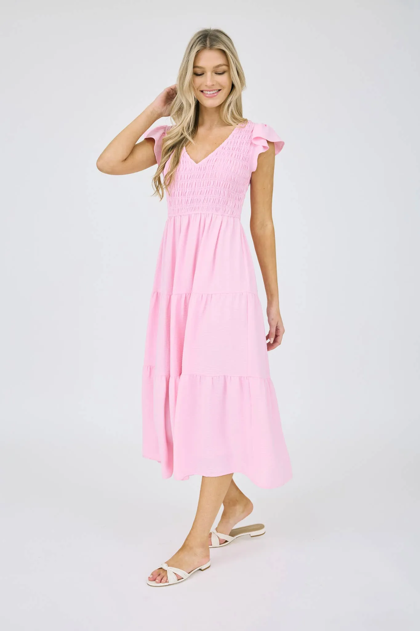 FLUTTER SLEEVE MAXI DRESS