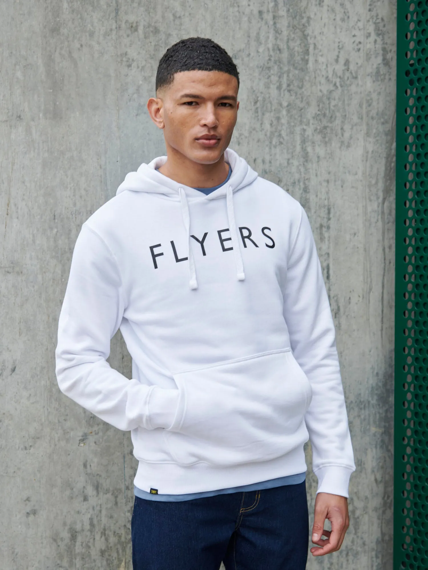 Flyers Mens Text Hoodie Bright White