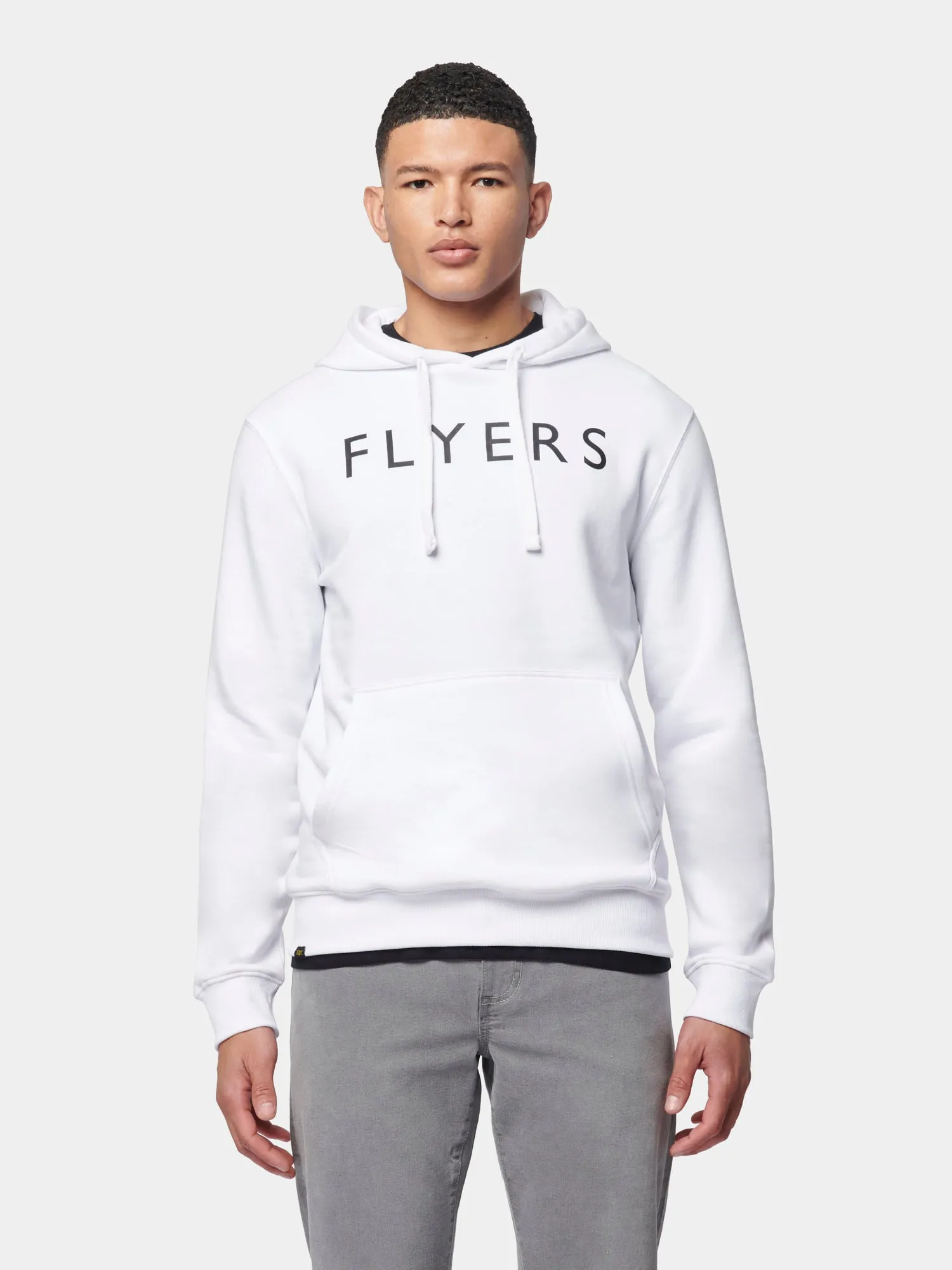 Flyers Mens Text Hoodie Bright White