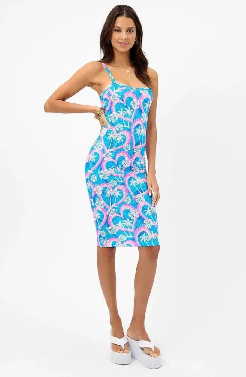 Frankies Bikinis Quinn Mesh Midi Dress in Tropic Love