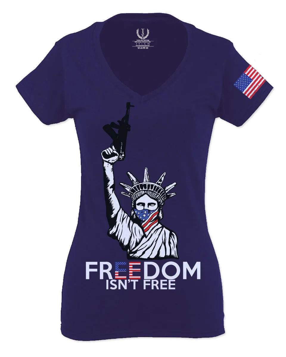 Freedom Isn't Free Grunt 2nd Amendment Ammendment Guns Second For Women V neck fitted T Shirt
