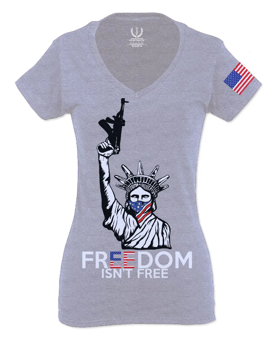 Freedom Isn't Free Grunt 2nd Amendment Ammendment Guns Second For Women V neck fitted T Shirt