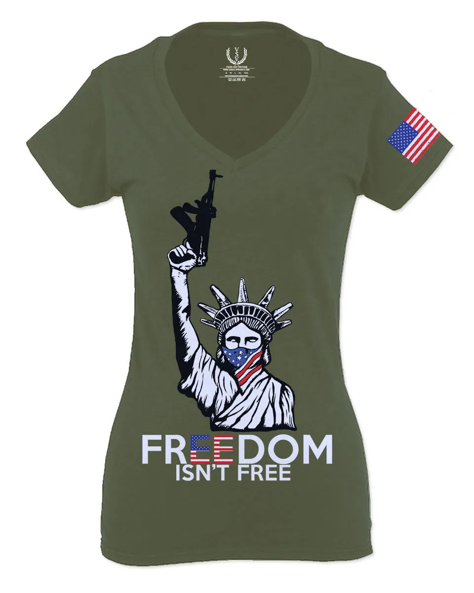 Freedom Isn't Free Grunt 2nd Amendment Ammendment Guns Second For Women V neck fitted T Shirt