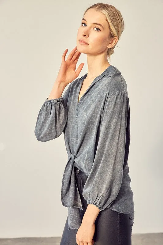 FRONT TIE GARMENT DYE SHIRTS