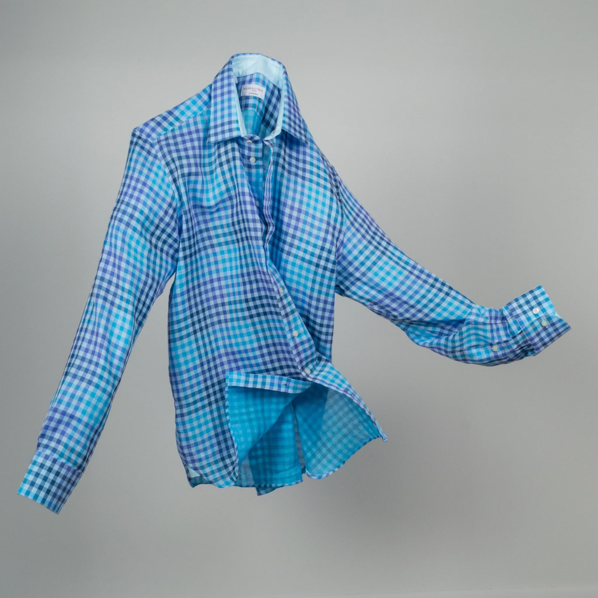 Gary Cotton Voile Mini Check - Blue