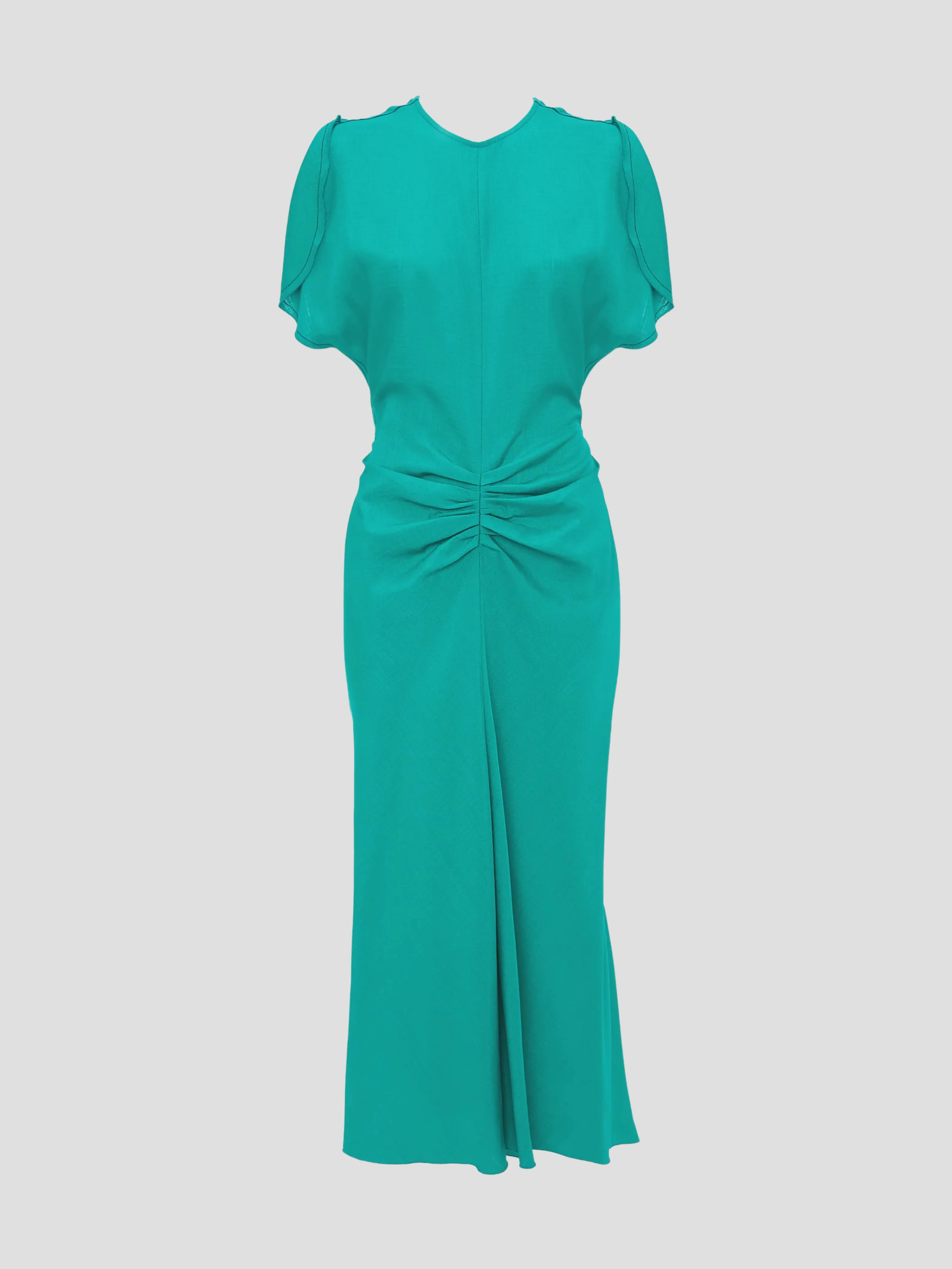 Gathered Waist Midi Dress in Peacock