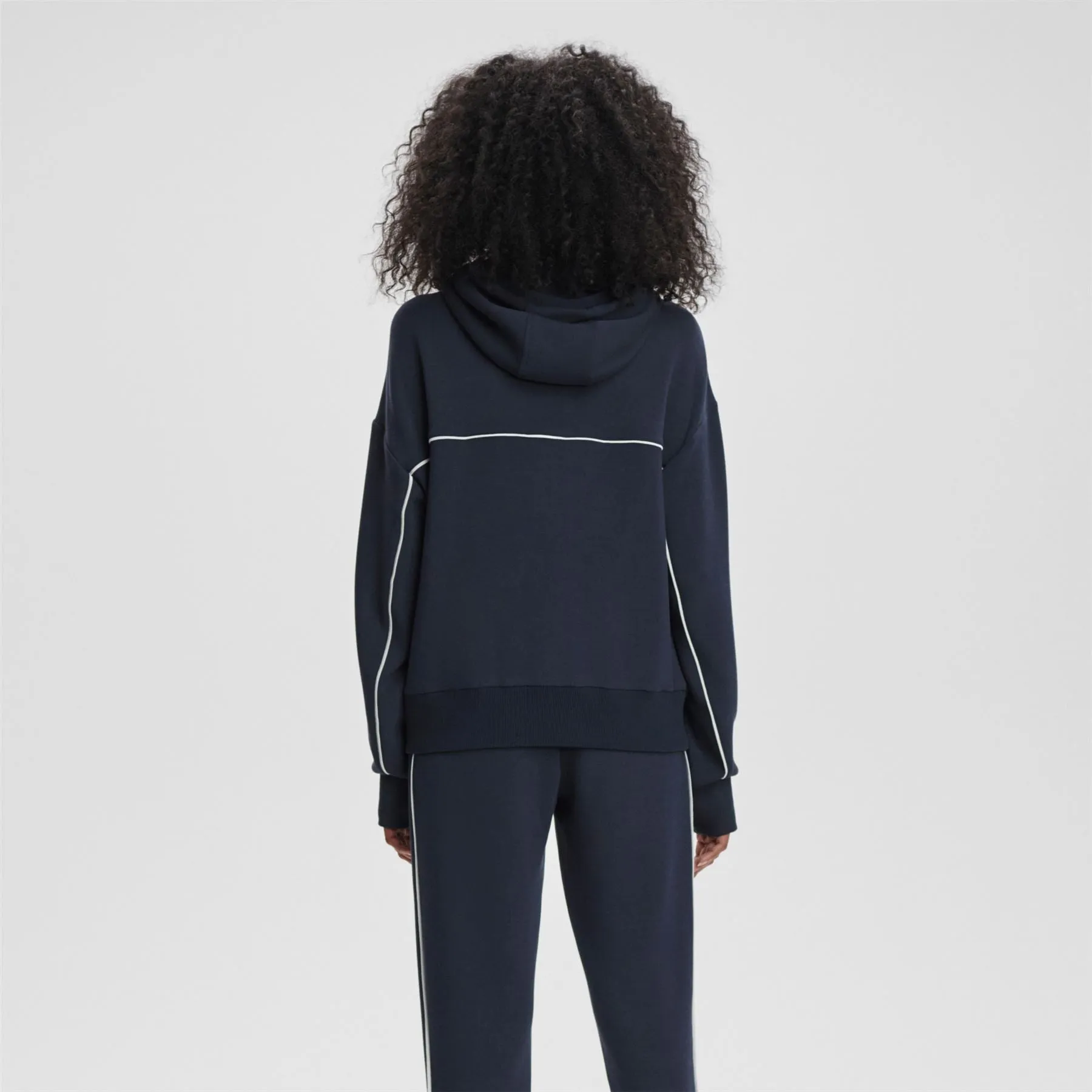 Gia Zip Through Hooded Sweat Navy/White
