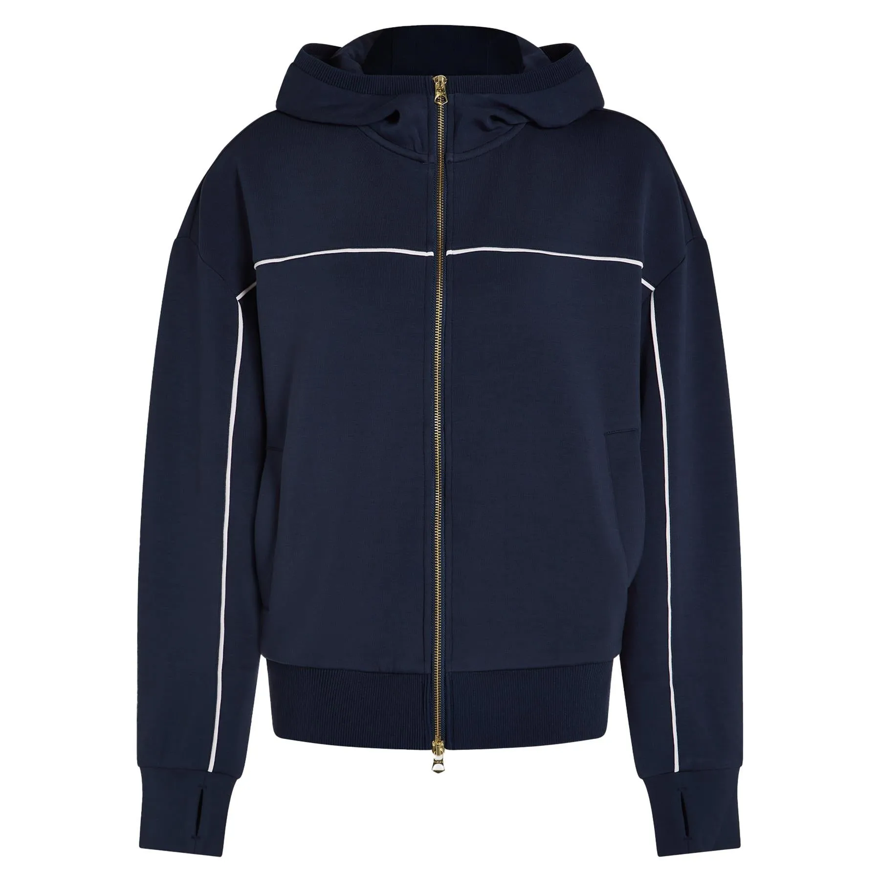 Gia Zip Through Hooded Sweat Navy/White