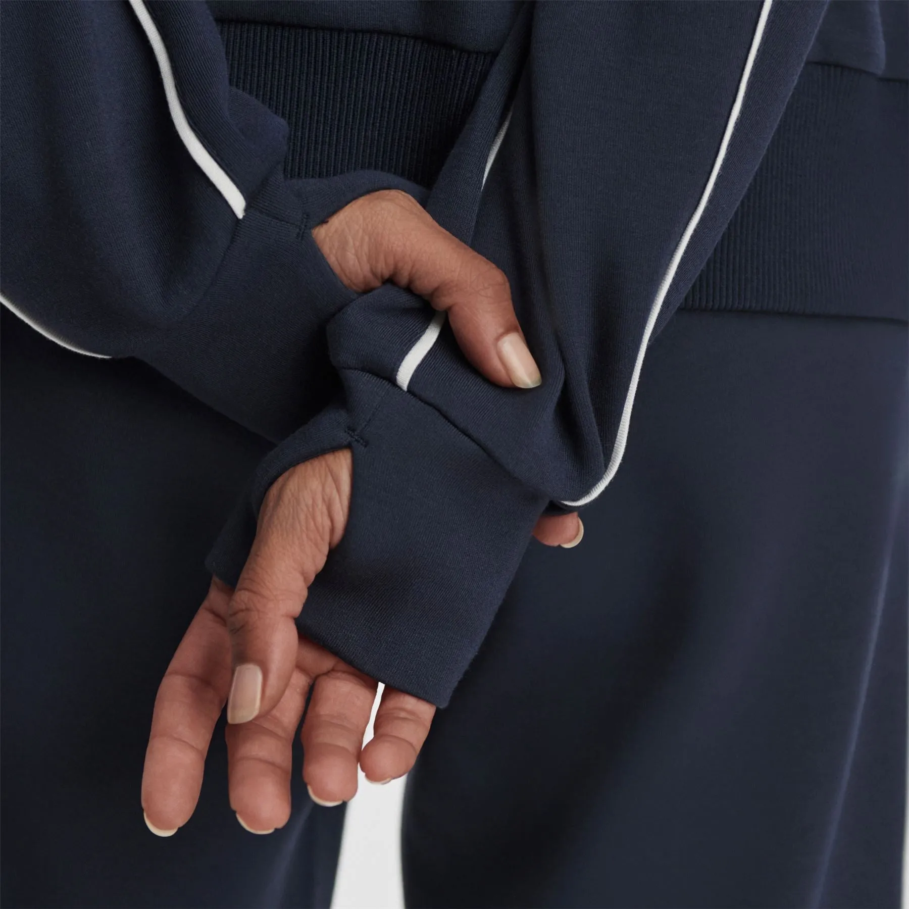 Gia Zip Through Hooded Sweat Navy/White