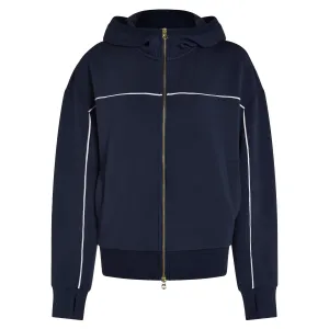 Gia Zip Through Hooded Sweat Navy/White