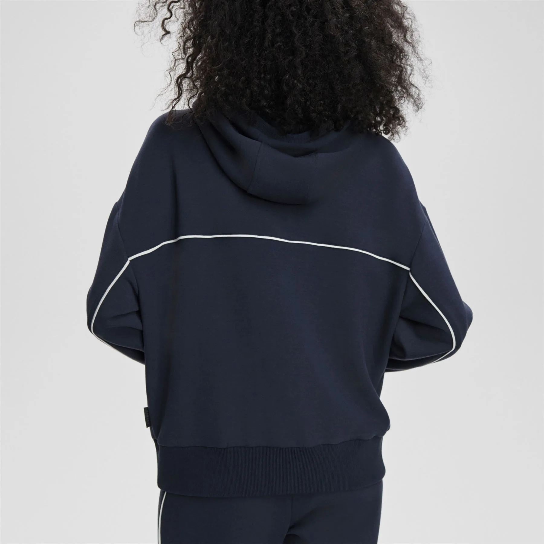 Gia Zip Through Hooded Sweat Navy/White