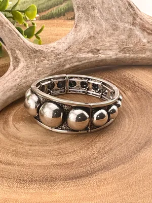 Gilforth Varied Silver Studded Stretch Bracelet