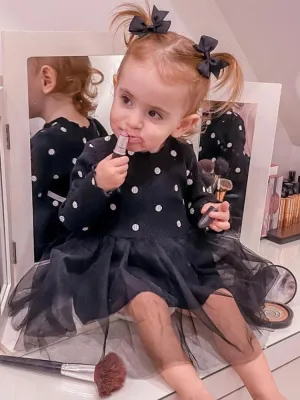 Girls Black Polka Dot Tutu Party Dress - 6 to 24 Months