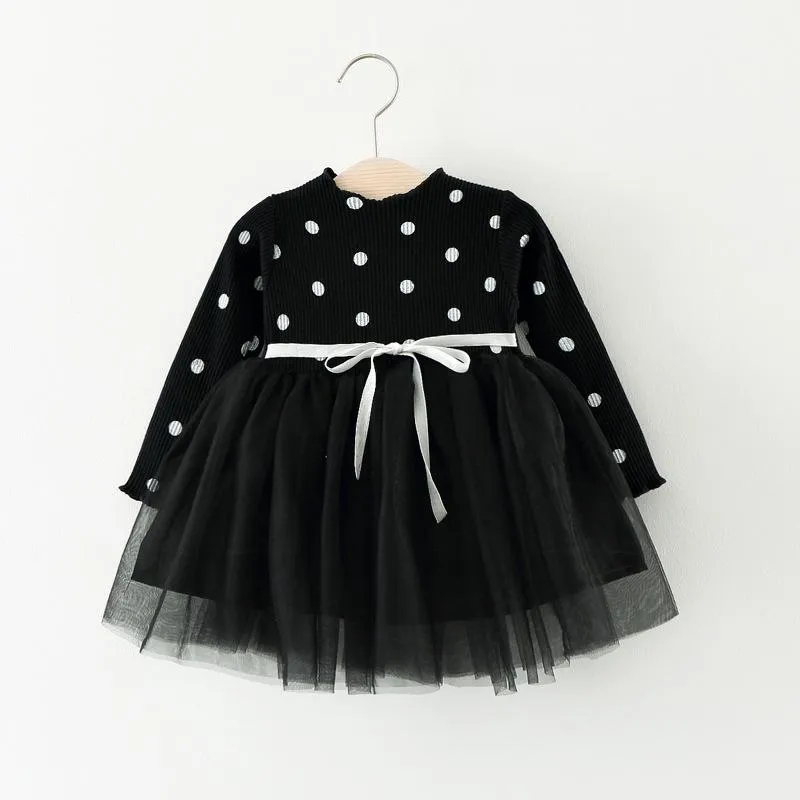 Girls Black Polka Dot Tutu Party Dress - 6 to 24 Months